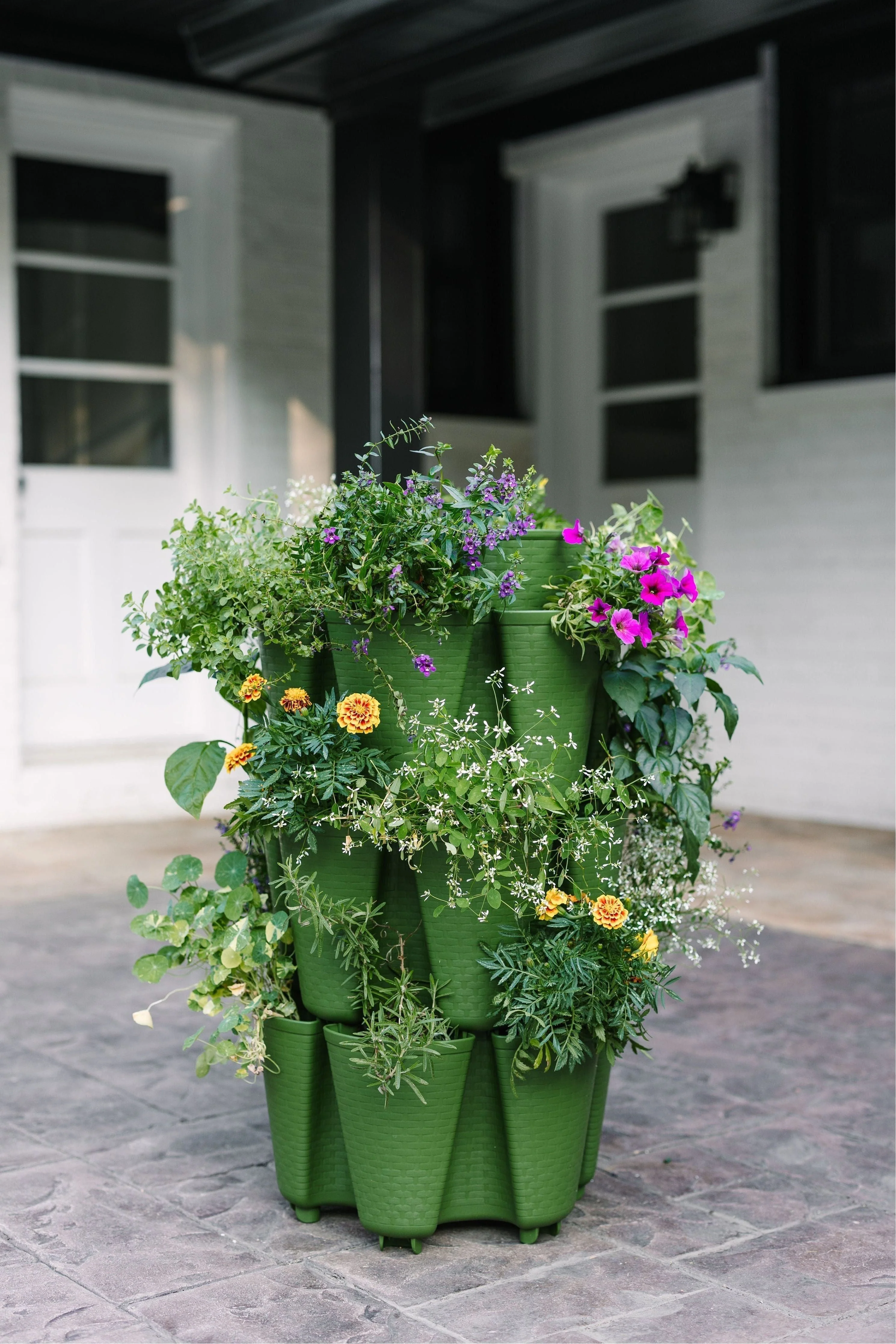 3 Tier GreenStalk Original Vertical Planter | Evergreen (Basket Weave Texture)