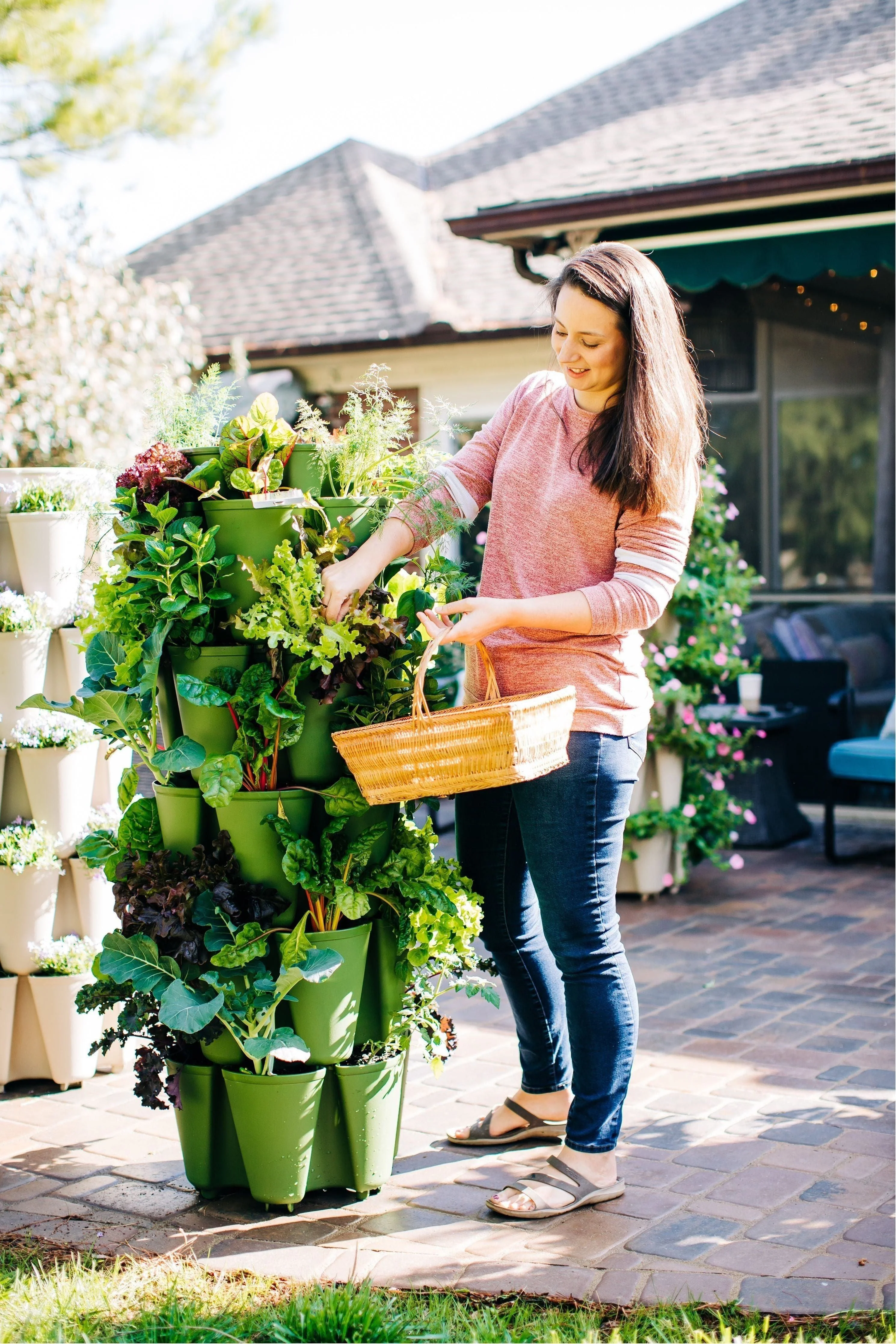 5 Tier GreenStalk Original Vertical Planter | Evergreen (Basic Texture) - Image 3