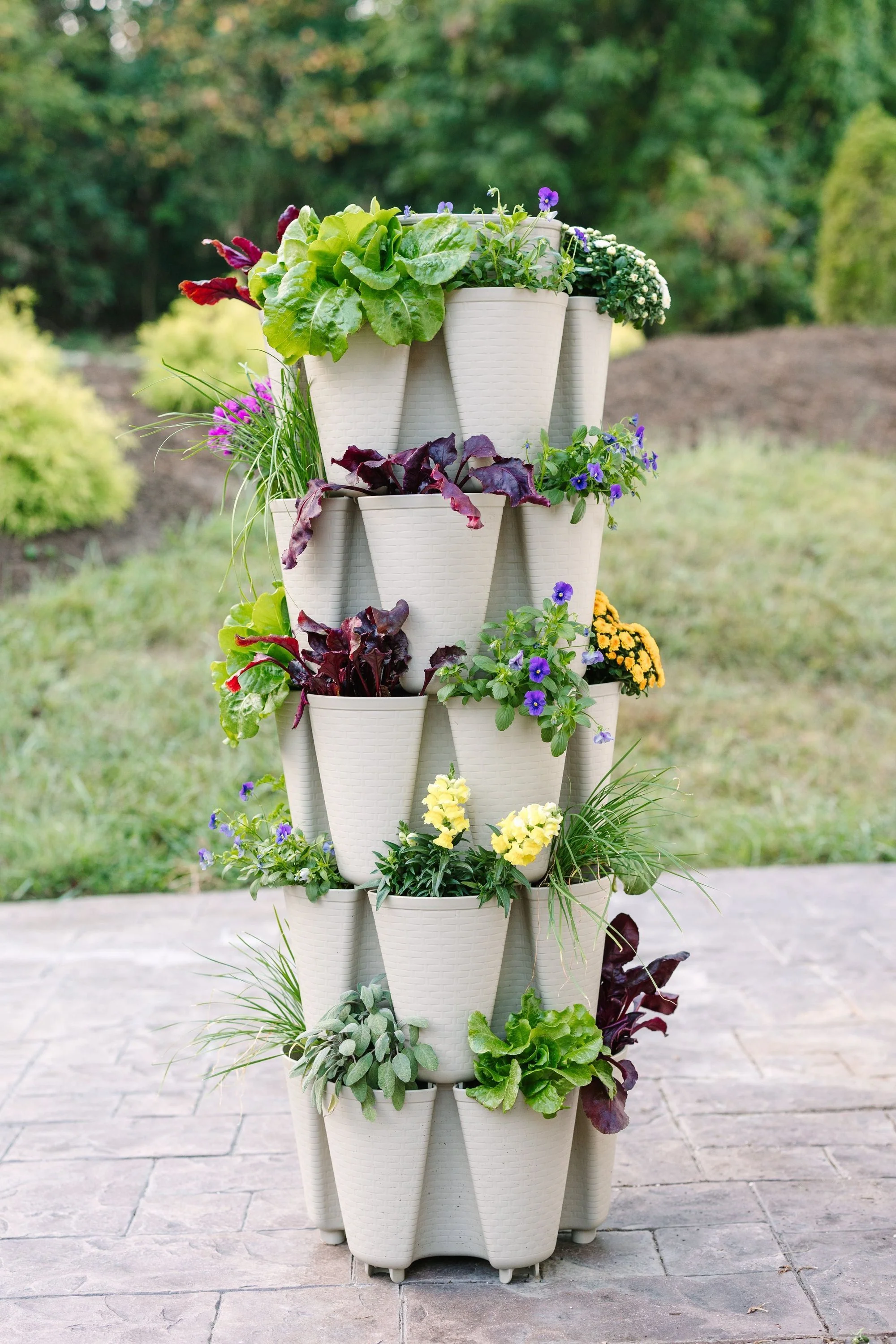 5 Tier GreenStalk Original Vertical Planter | Stunning Stone (Basket Weave Texture) - Image 5
