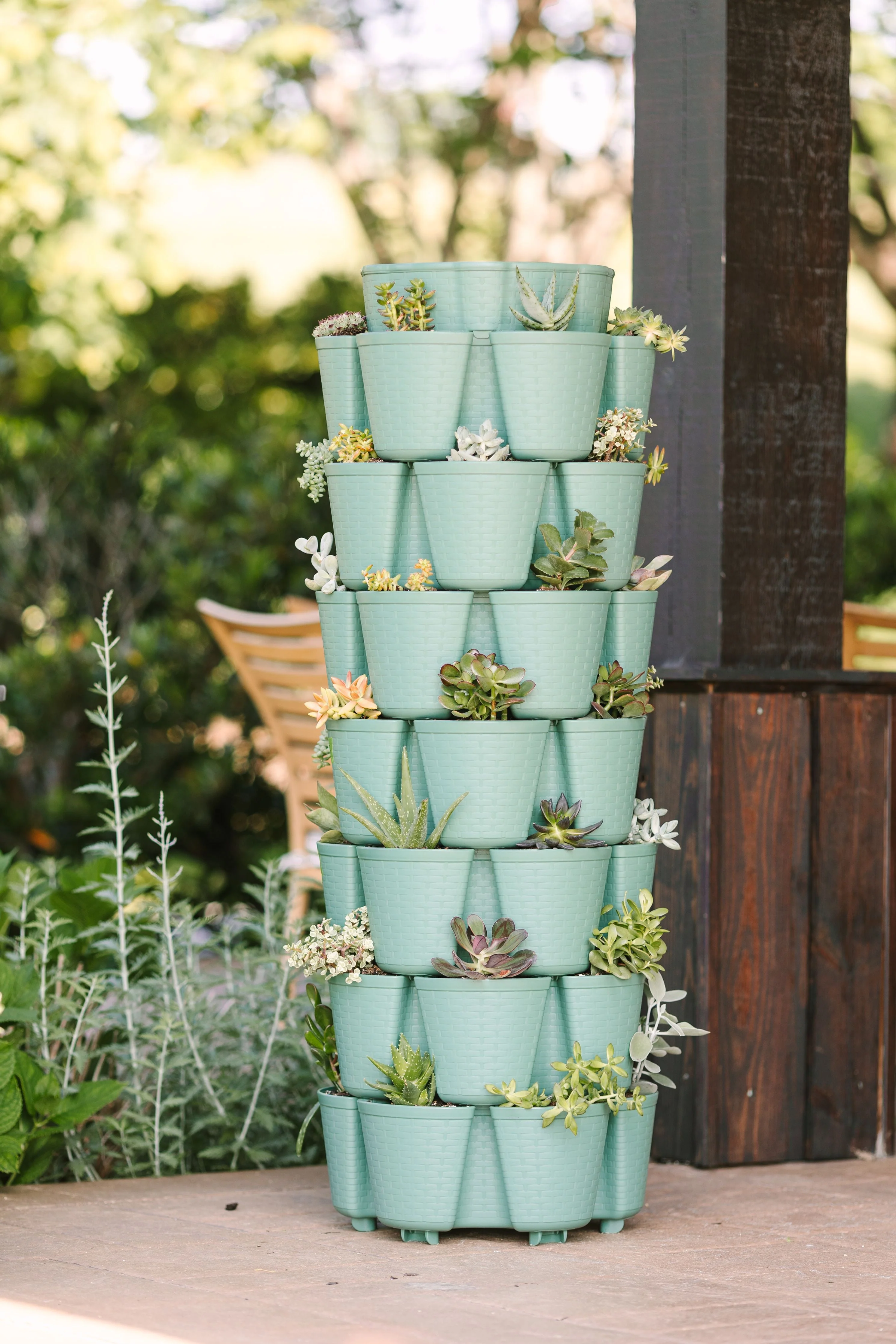 7 Tier GreenStalk Leaf Vertical Planter | Sage (Basket Weave Texture)